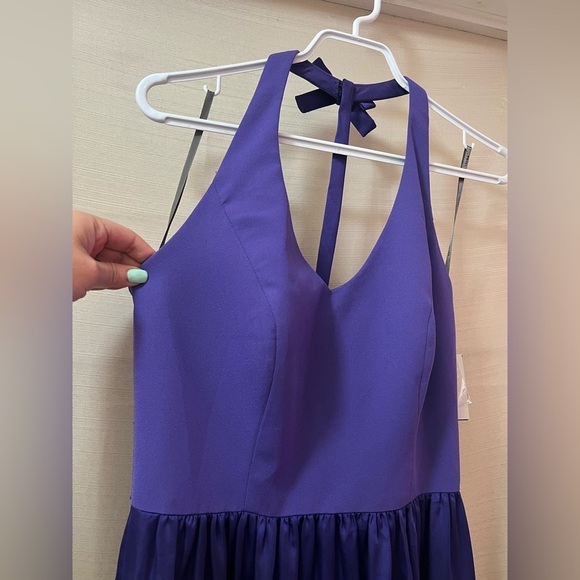 White by Vera Wang purple halter dress bow detail summer fun flowy midi - Picture 2 of 10